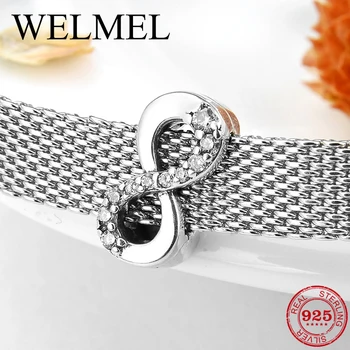 

Authentic 925 Sterling Silver Clip Beads Infinite symbol Shinning CZ Charms fit Original Reflecxions Bracelet Women DIY Jewelry