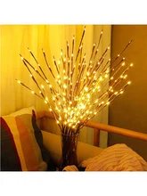 20 Bulbs LED Willow Branch Lamp Battery Powered Decorative Light Tall Vase Filler Floral Lights Tree Lamp New Year Party Decor