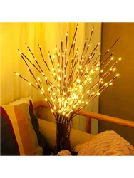 20 Bulbs LED Willow Branch Lamp Battery Powered Decorative Light Tall Vase Filler Floral Lights Tree Lamp New Year Party Decor