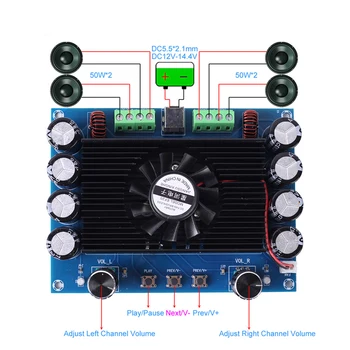 

TDA7850 Bluetooth Audio Module 4-Channel Power Amplifier Board 50W*2+50W*2 Dual Stereo Class AB Audio Module XH-A374