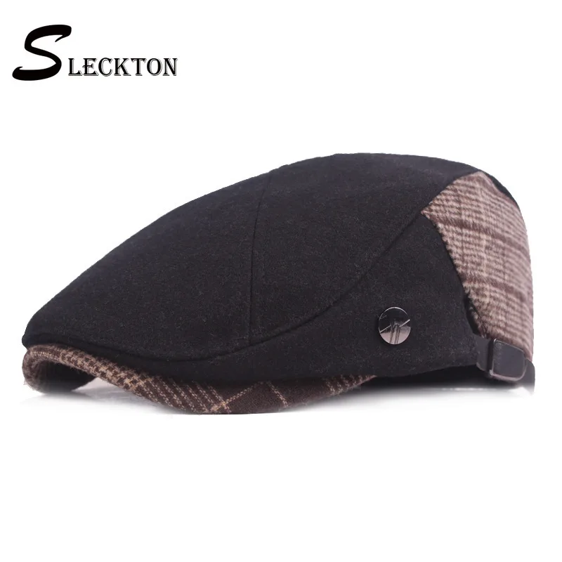 SLECKTON Fedora хлопковая кепка в стиле ретро клетчатые береты Лоскутная плоская