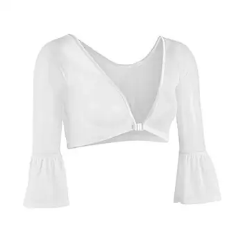 

Women Half Flare Sleeve Arm Shaper Crop Top See-Through Cardigan Shirt Floral V-Neck Size Mesh S-XXL Slip-on Chiffon Deep G9R0