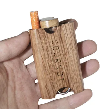 

COURNOT Natural Wood Dugout With Ceramic One Hitter Bat Pipe 46*78MM Mini Wooden Dugout Box Smoke Pipe Accessories