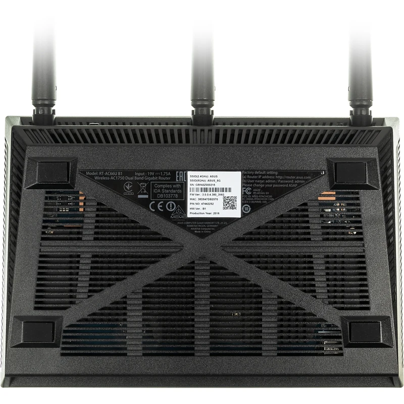 Роутер беспроводной Asus RT-AC66U AC1750 10/100/1000BASE-TX/4G ready черный