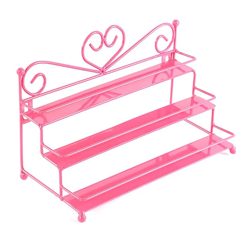 

Metal Nail Polish Shelf Cosmetic Varnish Display Stand Holder Heart Design Women Makeup Wall Rack Organizer Case Pink