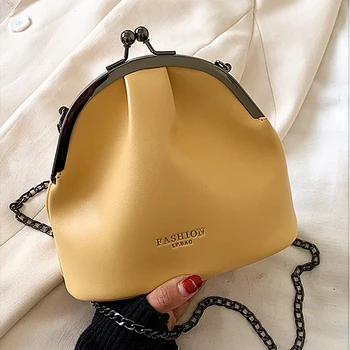 

2020 Casual Pu Leather Clip Women's Shoulder Messenger Bags Chain Crossbody Bag Party Clutch Purse Lady Handbags Clip Bag