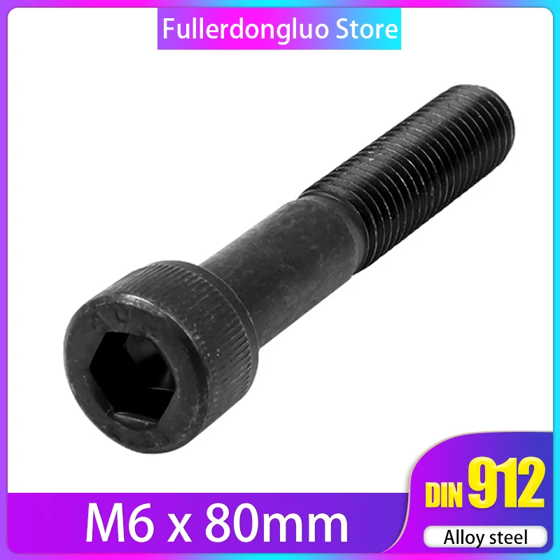 Fullerkreg M6 x 80 мм шестигранный привод класса 12,9 черный оксид отделка сплав сталь разъем крышка винт(Pkg 15