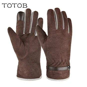 

Winter men's non-fleece touch screen gloves autumn and winter warm touch screen outdoor cycling driving fingerless gloves