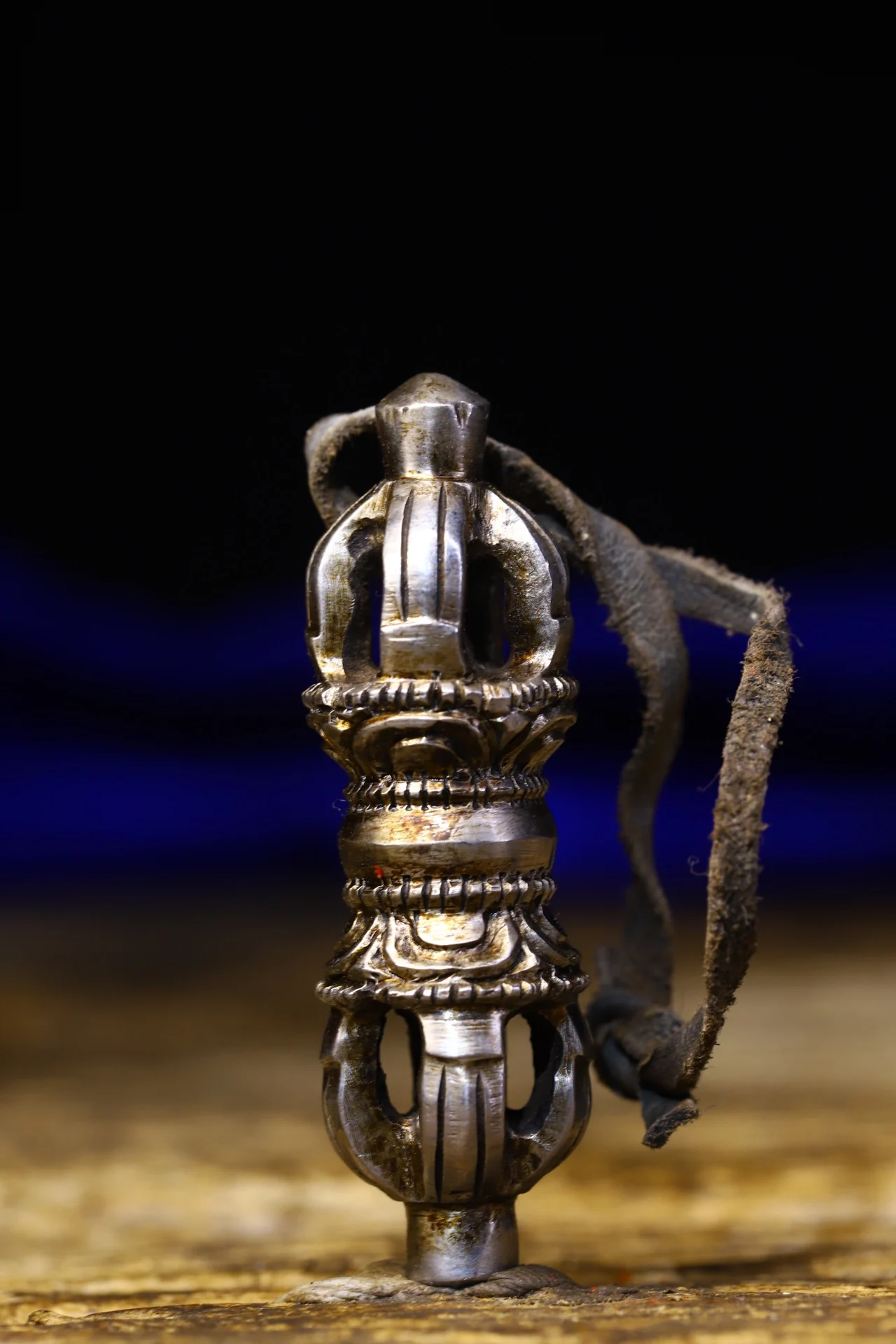 

2"Tibetan Temple Old Tiantie Engraved Four strands Dharma Pendant Dorje Vajra Phurpa Town House Exorcism Ward off evil spirits