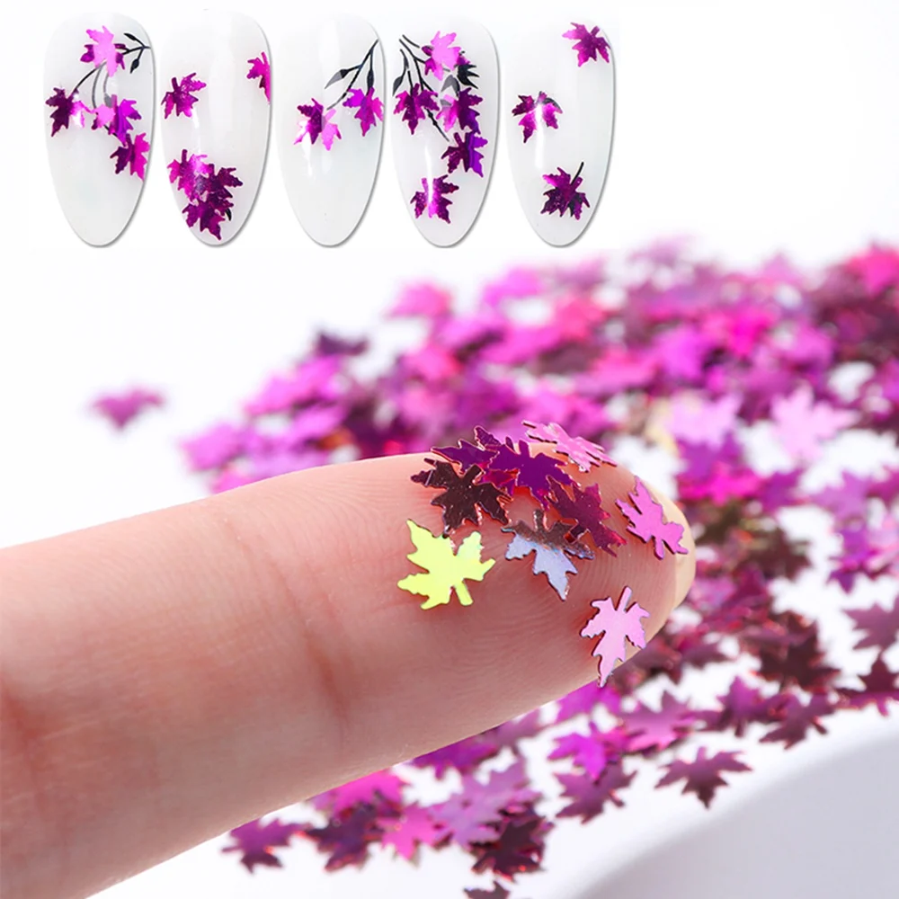 Модный волшебный кленовый лист, блестки для ногтей, 12 цветов, сделай сам, украшение для ногтей