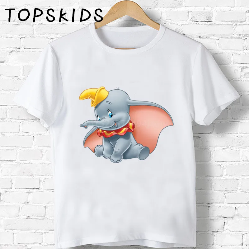 Детская футболка с принтом из мультфильма Dumbo для мальчиков и девочек Забавная