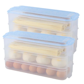 

2 Pack Plastic Storage Bins Refrigerator Storage Box Food Storage Containers with Lid for Kitchen Fridge Cabinet Freezer