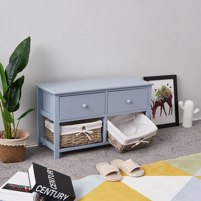 Nordic High Quality Shoes cabinet with 2 Socks Storage Baskets Benches Gray Colors | Мебель
