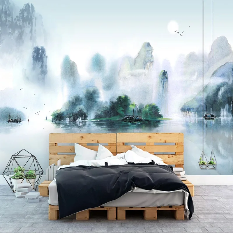 Китайский стиль чернила пейзаж настенные обои 3D гостиная спальня фон Настенный декор Papel де Parede Sala 3D художественные обои