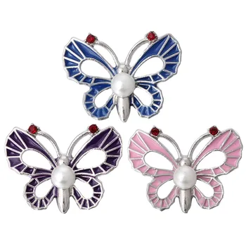 

5pcs/lot New Pink Purple Blue Color Oil Painting Snap Button Butterfly Design Snap Buttons Fit 18mm Snaps Jewelry