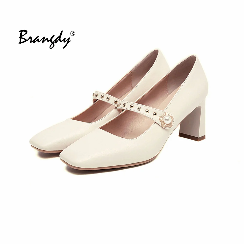 Brangdy 2021 New Black High Heels Shoes Women Pumps Fashion Patent Leather Platform Shoes Woman Round Toe Mary Jane Shoes 48