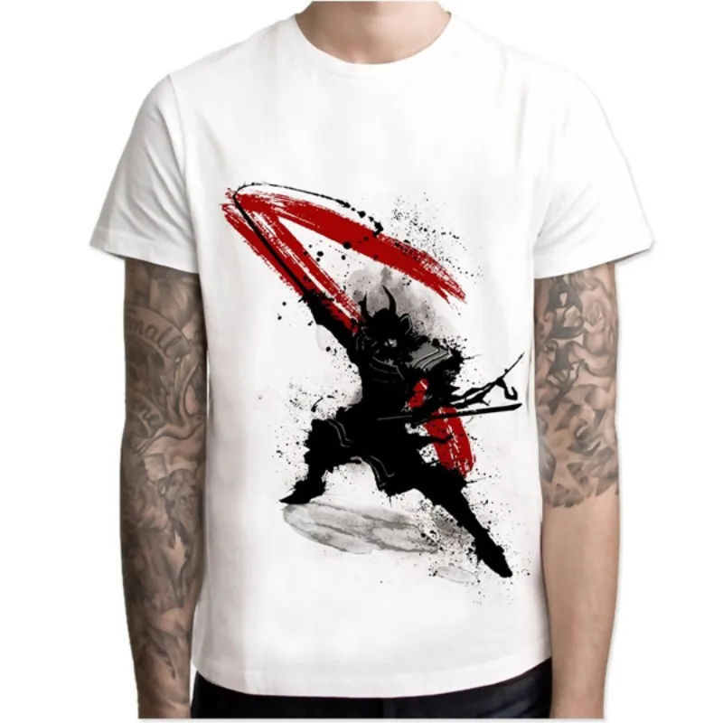 Мужские футболки Samurai Мужская модная короткая футболка с коротким рукавом