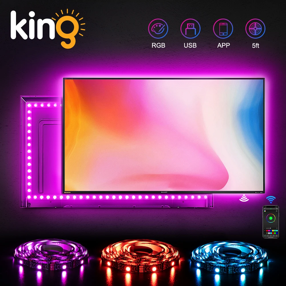 TV Backlighting USB Powered Led Strip lighting RGB 5050 APP Control for 24 Inch-80 Inch Mirror PC Christmas decor | Лампы и освещение