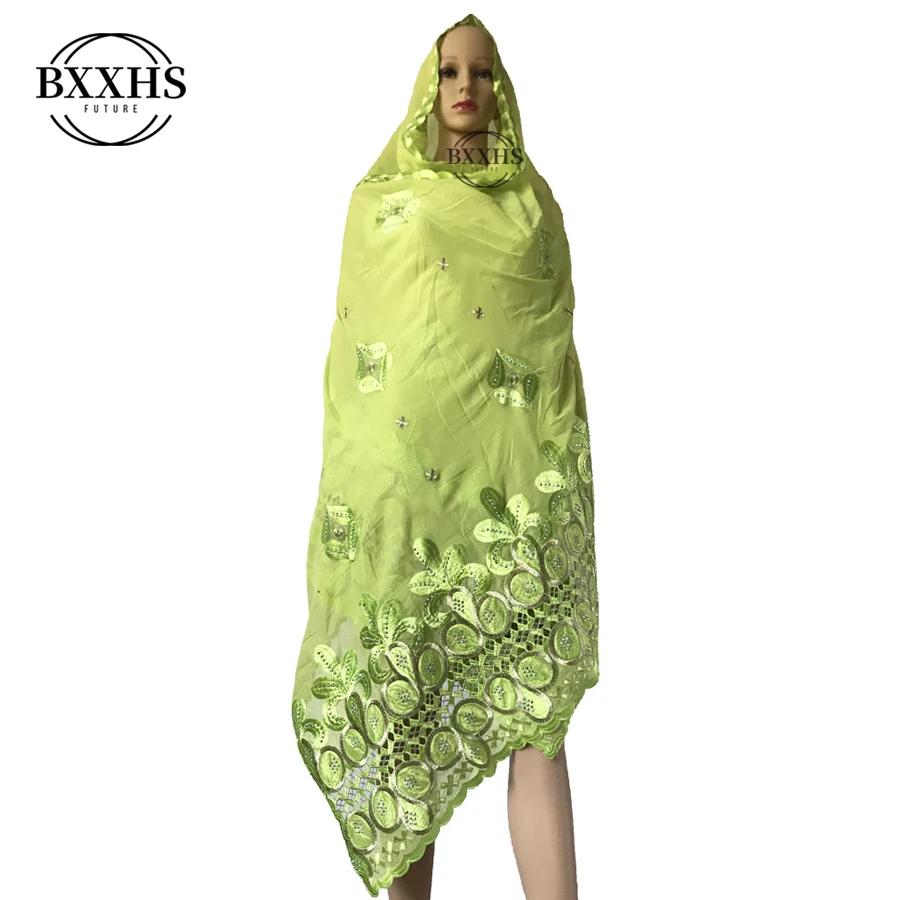 Новые африканские женские шарфы мусульманская вышивка мягкие хлопковые Шали Обертывания пашмины