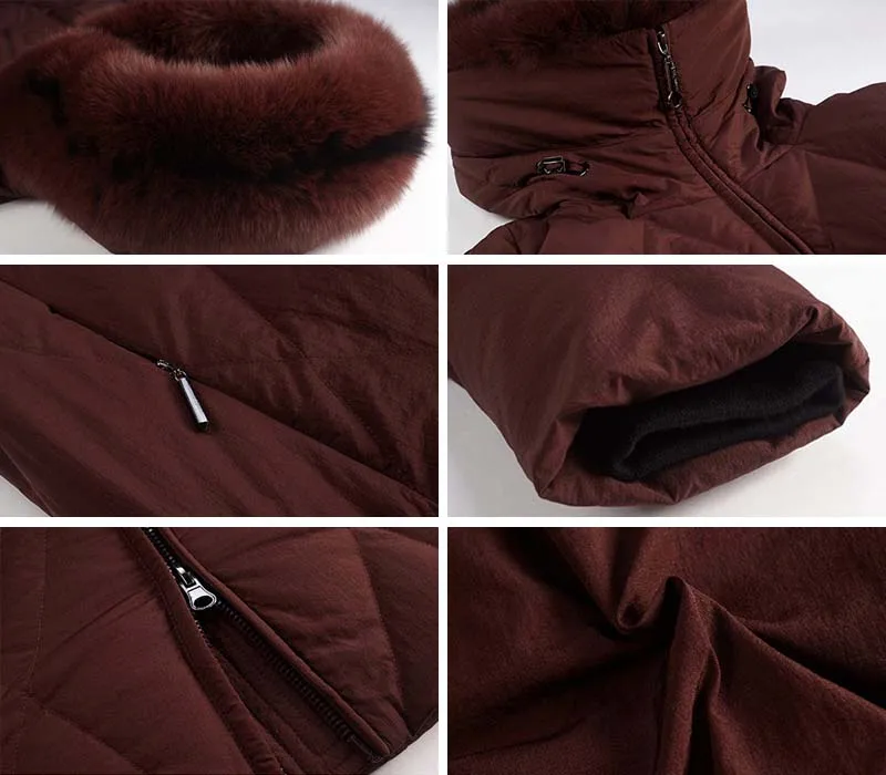 luxury Women Fur collar Down jacket Winter New arrival Large size Female Warm Coat Long Hooded Thick Outwear Elegant YNZZU 9O153