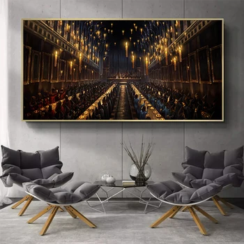 

Vintage Canvas Poster The Great Hall Potteres Canvas Painting Movie Posters and Prints Wall Art Picture for Living Room Decor