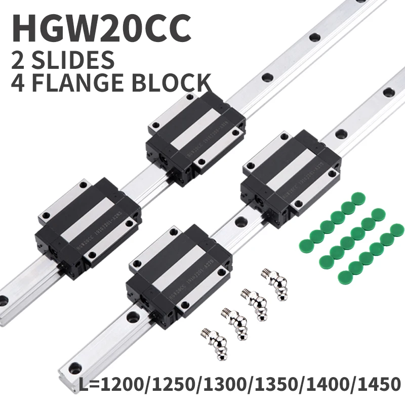 

Carriage Block width 20mm guide for CNC 20mm 1250mm 1300mm 1350mm 1450mm Linear Rail Set HGR20 Slide Guide with HGW20CC