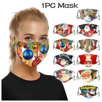 

1pc Christmas Face Mask Print Santa Mouth Masks Protection Unisex Reusable Face Маска Washable Earloop Kids Filter Mask#YL5