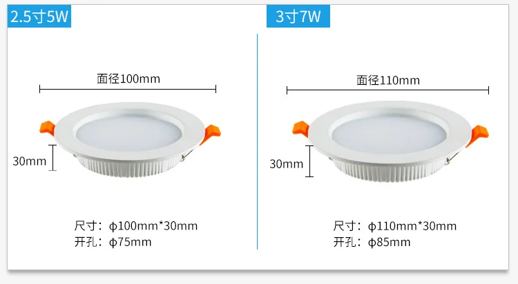 3000K 4000K 6500K 5 W-24 W светодиодный круглый квадртаный потолочный светильник встроенный, потолочный светильник Три цвета затемнение патч литой