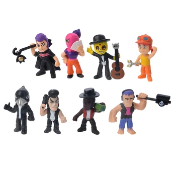 

8PCS Brawl Stars game Action Figure Toys Hero Poco Shelly Nita Colt Jessie Brock Collectiable Block Model Toy For kids Gifts