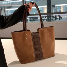 

Big Nubuck Leather Shoulder Bags for Women Large Capacity Shopper Bag Top Handle Tote Bag Ladies All Match Designer Handbags Sac
