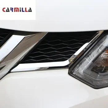 

2PCS ABS Chrome Front Middle Net Ornament Cover Trims Garnish Stickers for Nissan Xtrail X-trail T32 Rogue 2014-2020