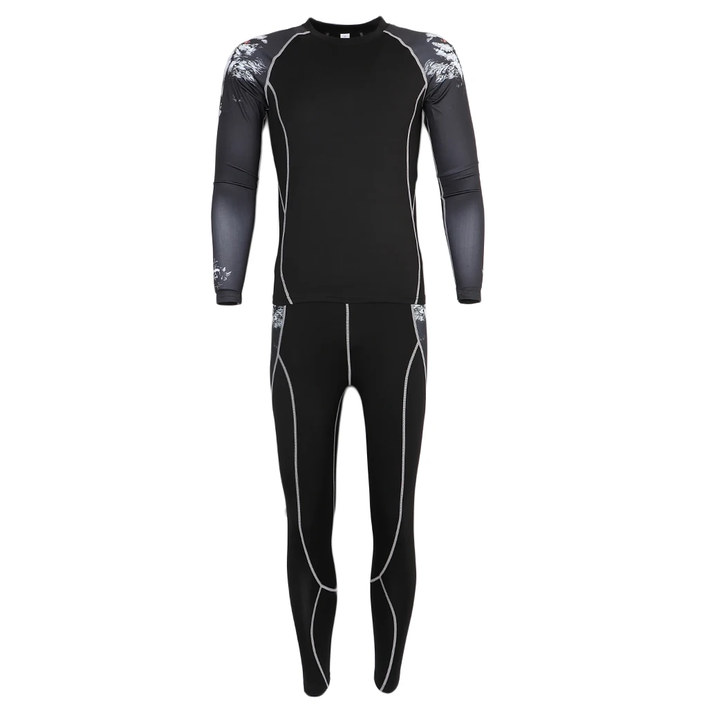 Compression T-shirt Pants Workout Fitness Tights Leggings Rash Guard for Men Basketball Bodybuilding Hiking Running