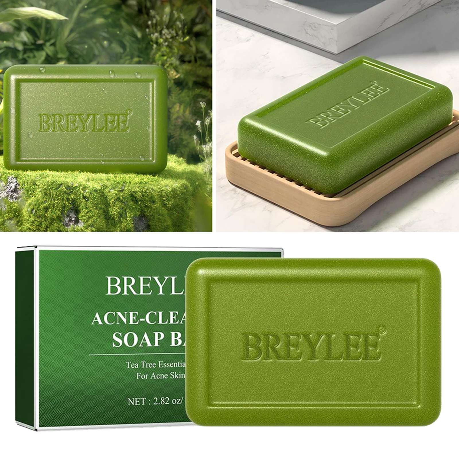 BREYLEE Acne-clearing Soap Bar Removal Oil Acne Treatment Control Moisturizing Deep Cleansing Facial Body Dry Skin Care Bath 80g