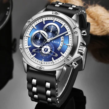 

LIGE Mens Watches Top Luxury Brand Waterproof Sport Wrist Watch Chronograph Quartz Military Genuine Leather Relogio Masculino