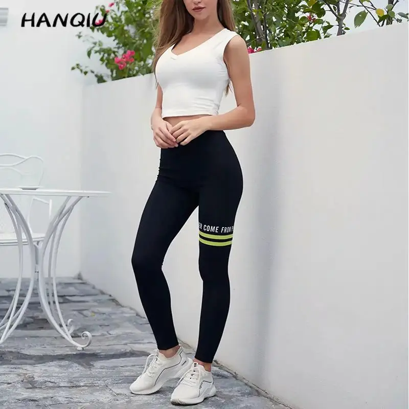 

Fall 2019 vintage letter print black pants women Elastic high Waist pants sweatpants joggers women clothes korean streetwear
