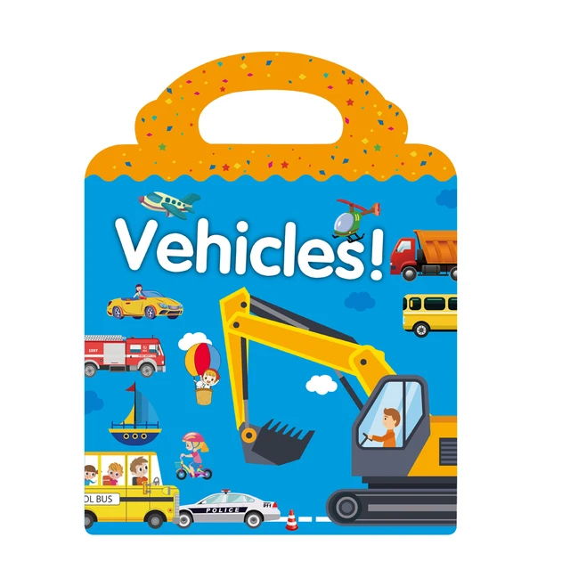 Children's Reusable Stickers Books Kawaii Stationery Stickers for Kids Early Education Cartoon Cute Stickers for Children Gift Vehicles-Reusable