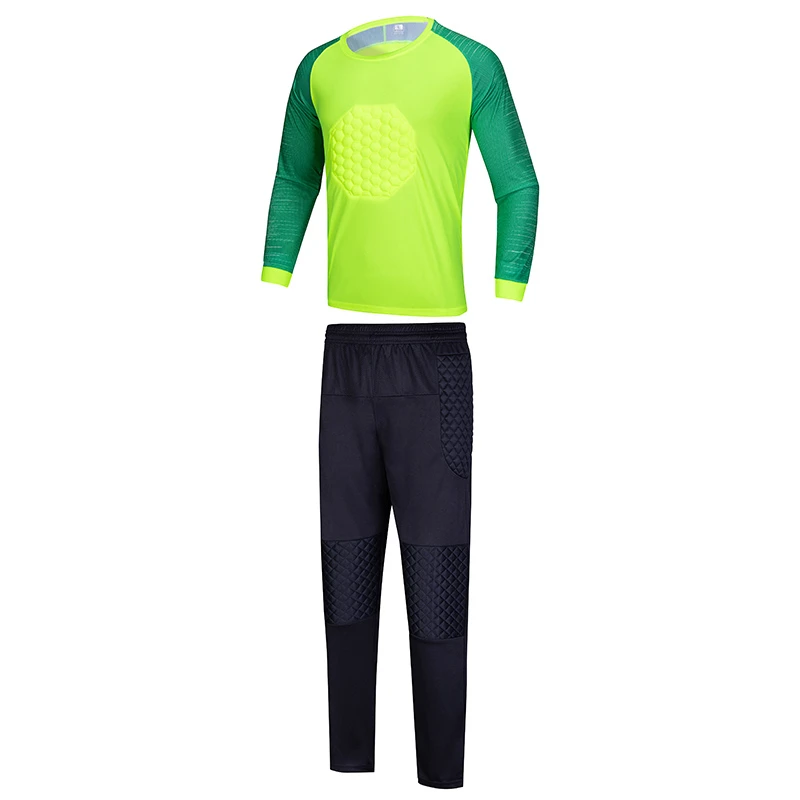 Мужская детская футболка для футбола, вратарь, Джерси, набор, goal keeper survete, Мужская футболка для футбола, тренировочные штаны, костюм, Униформа, спортивный костюм, индивидуальный принт - Цвет: 029 green set