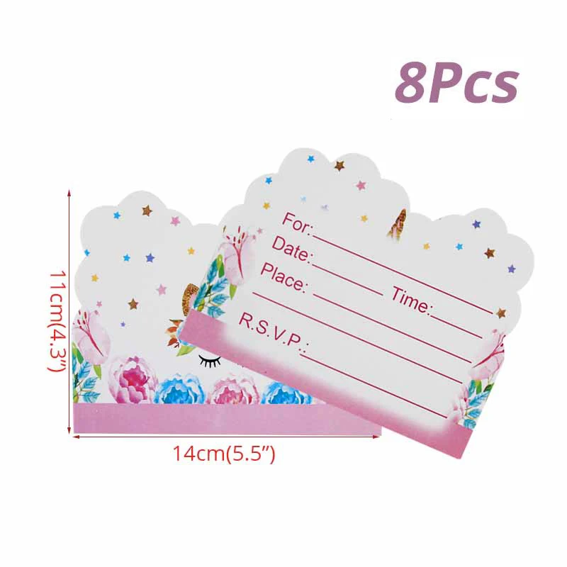 8pcs Invitation Card Joy-Enlife 50 шт. DIY Свадьба День Рождения Вечеринка сладкий чистый целлофан конфеты конус сумки для хранения Единорог вечерние украшения Пасха - Цвет: 8pcs Invitation Card