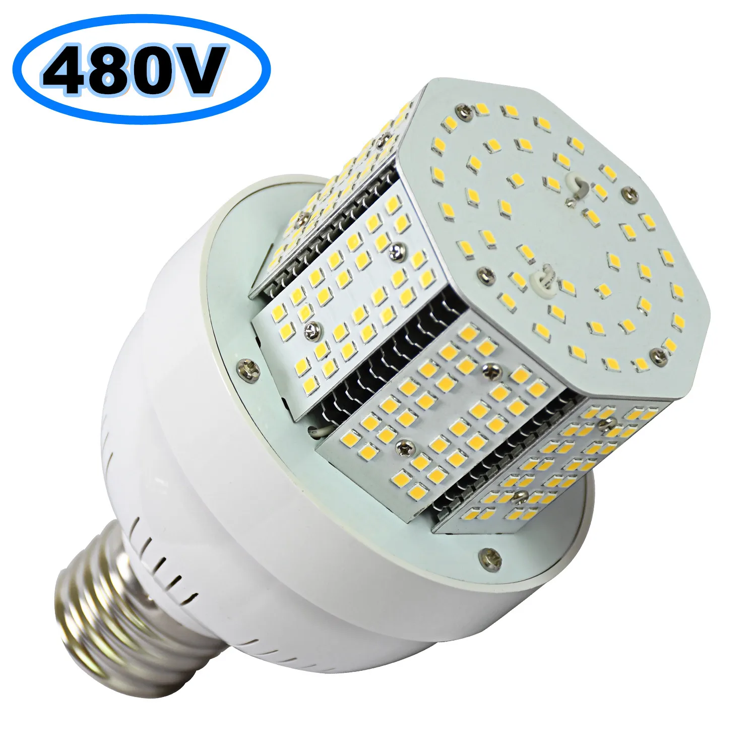 480Volt LED Corn Light Bulb E39,50W Cob Corn Bulb 5000K Daylight Garage Light for High Bay Shoebox Parking Lot Retrofit Indoor