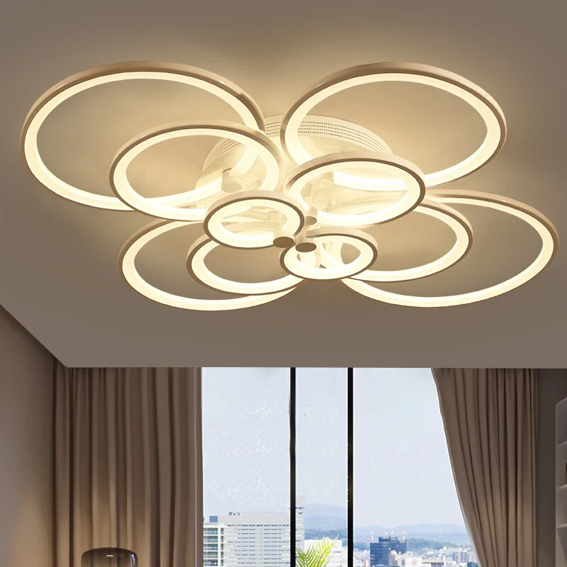 Post-Modern Lamp Ceiling Light 4/6/8/10 Circles Golden Modern Loft Led Acrylic designs be dimmable lamp for living room | Лампы и