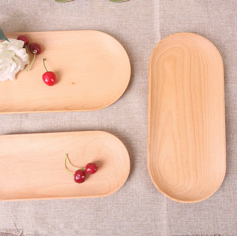 Technology Japanese Wooden Plate Beech Solid Wood Bread Plate Serving Platter Snack Food Trays Sundries Jewellery Cashier Plates