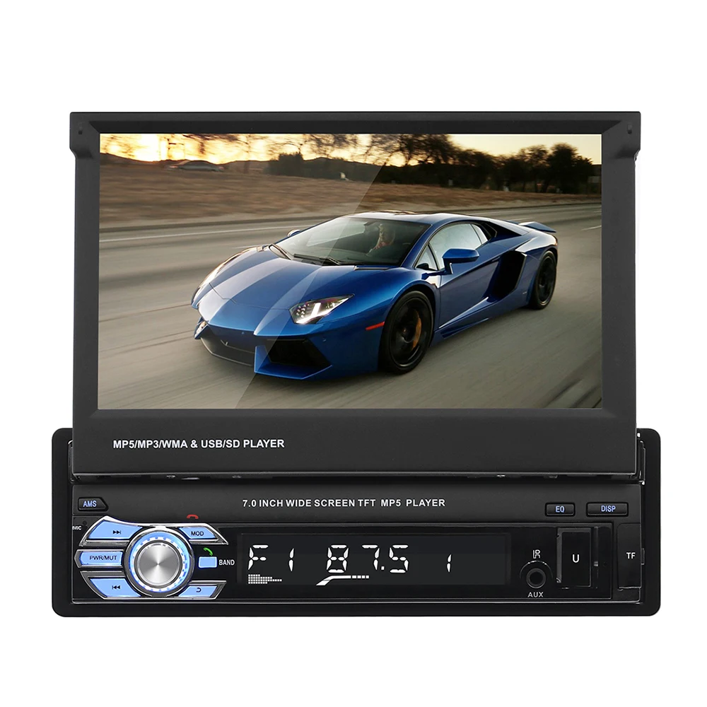 7 дюймов авто MP5 плеер для FM/USB/AUX Bluetooth выдвижной HD экран красочные кнопки Универсальный TF заднего вида аудио