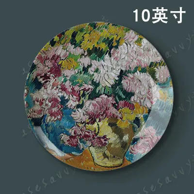 10 inch oil painting decorative plates Background Decoration Display American ceramic dish wall hanging plate Home Decor - Цвет: 1007