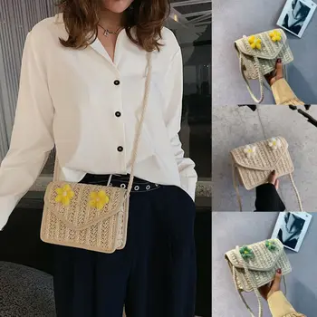 

2019 Casual Women Straw Retro Bag Rattan Woven Handbag Knitted Tote Messenger Crossbody Bags