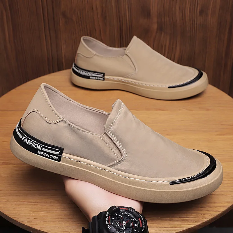 Canvas Shoes Men's Sneakers Breathable Ultra-light Loafers Slip-On Mens Casual Shoes Hot Sale Summer Walking Flat Shoes Black