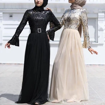 

Muslim Dress Sequin Abaya Dubai Abayas For Women Hijab Dress Kaftan Caftan Turkish Dresses Evening Robe Islamic Clothing Kleding