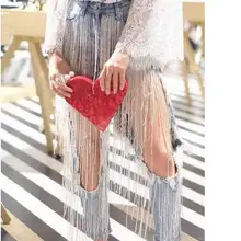 Новинка года; сезон весна-лето; роскошные женские Мешковатые брюки с кисточками и бисером; женские джинсы в стиле ретро