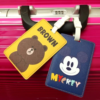 

New Cartoon Luggage Tag Women Girls Travel Accessories PU Leather Suitcase ID Address Holder Baggage Boarding Tag Portable Label