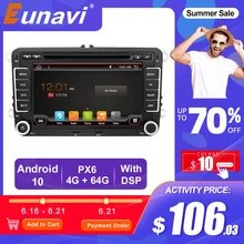 Eunavi 2 Din Android 10 Car Radio DVD GPS For VW GOLF 5 6 Polo Bora Jetta B6 B7 Passat Tiguan Multimedia Video Player 7inch Auto
