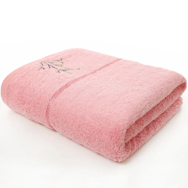 Банное полотенце от производителя, однотонное, разбитое, утолщенное, Вышитое, бамбуковое, подарочное, бамбуковое волокно, банное полотенце с индивидуальным логотипом - Цвет: Розовый